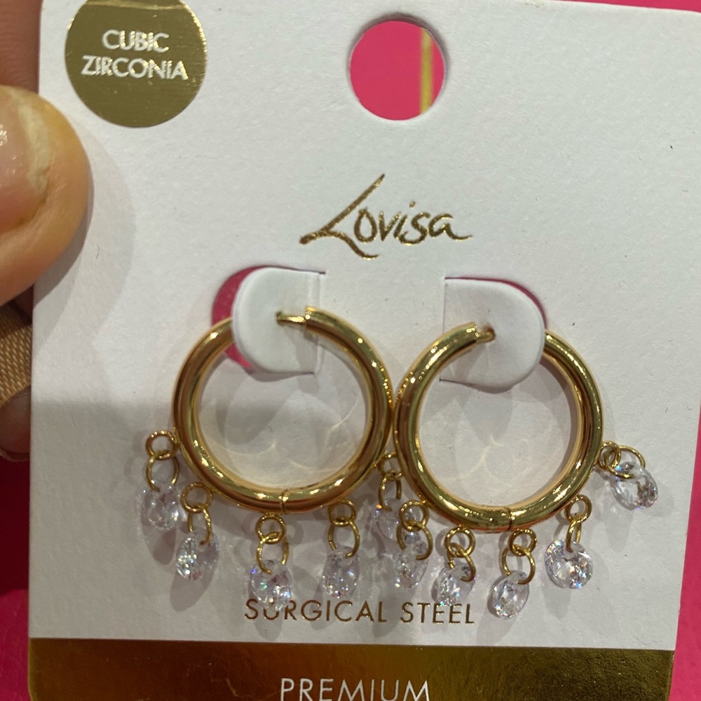 Gold Hoop Earrings with Cubic Zirconia